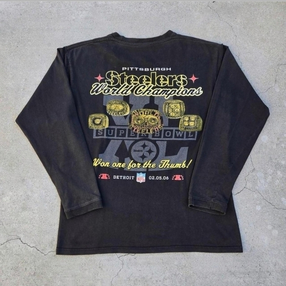 Pittsburgh Steelers Mens Size M VTG Championship Ring Longsleve t-shirt - Picture 2 of 4